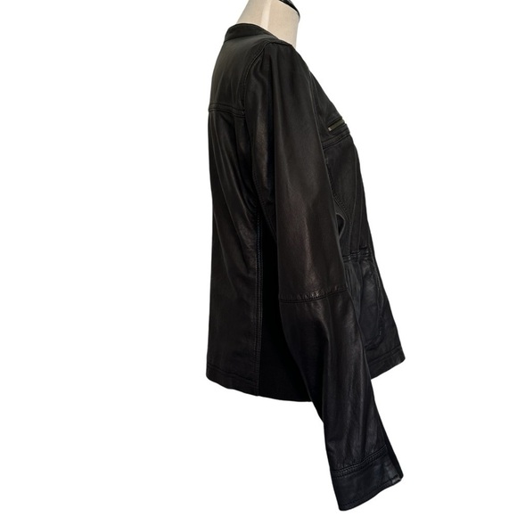 Caslon extra large black leather bomber jacket - Picture 6 of 12
